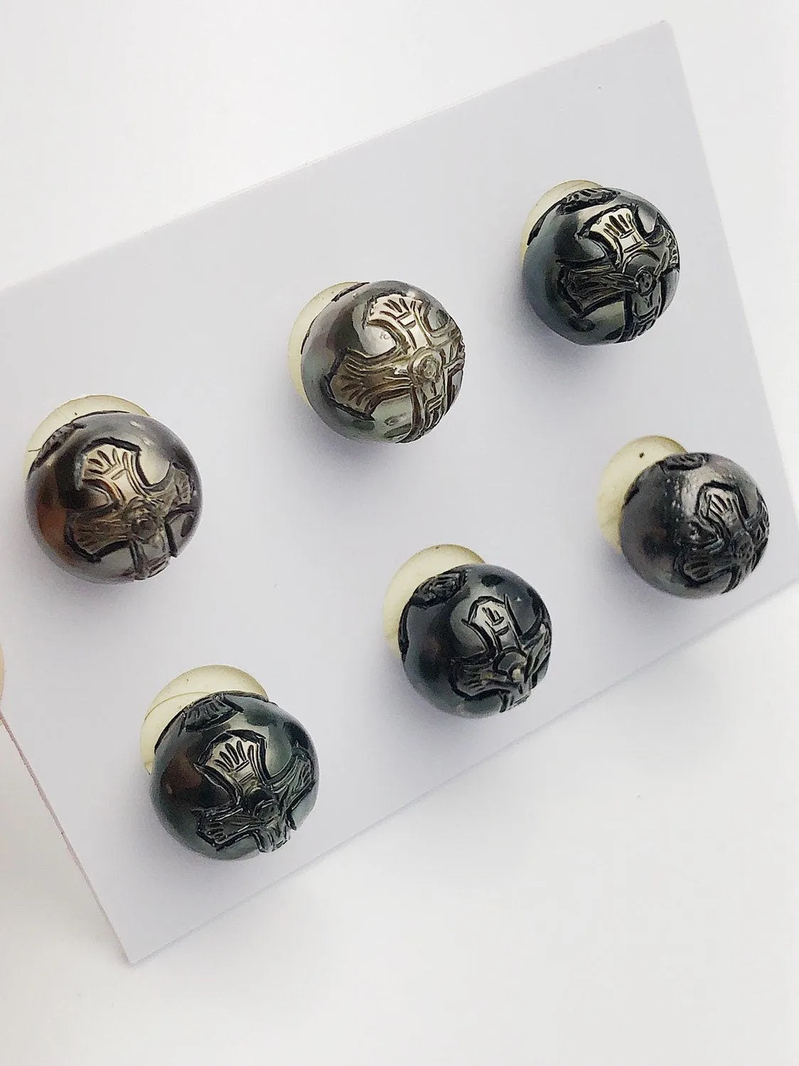 Carved Jesus Cross Tattoo Tahitian Pearl 12mm (725)