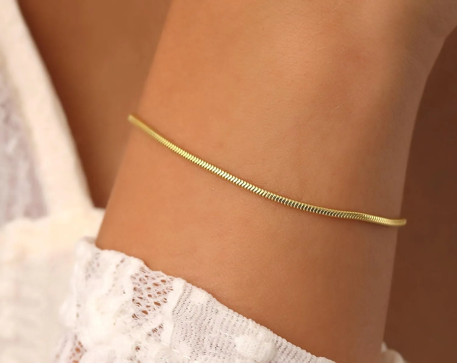 Charm Bracelets for Women, 925 Sterling Silver Plated/14k Gold Bracelet 3mm Dainty Snake Chain Bracelet Men Non Tarnish Jewelry Gifts for Her