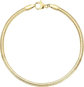Charm Bracelets for Women, 925 Sterling Silver Plated/14k Gold Bracelet 3mm Dainty Snake Chain Bracelet Men Non Tarnish Jewelry Gifts for Her