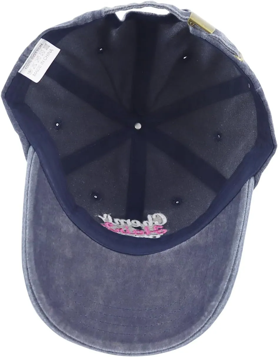 Chemo Hair Don't Care Baseball Cap for Men Women, Adjustable Washed Cotton 3D Embroidered Pink Ribbon Hat