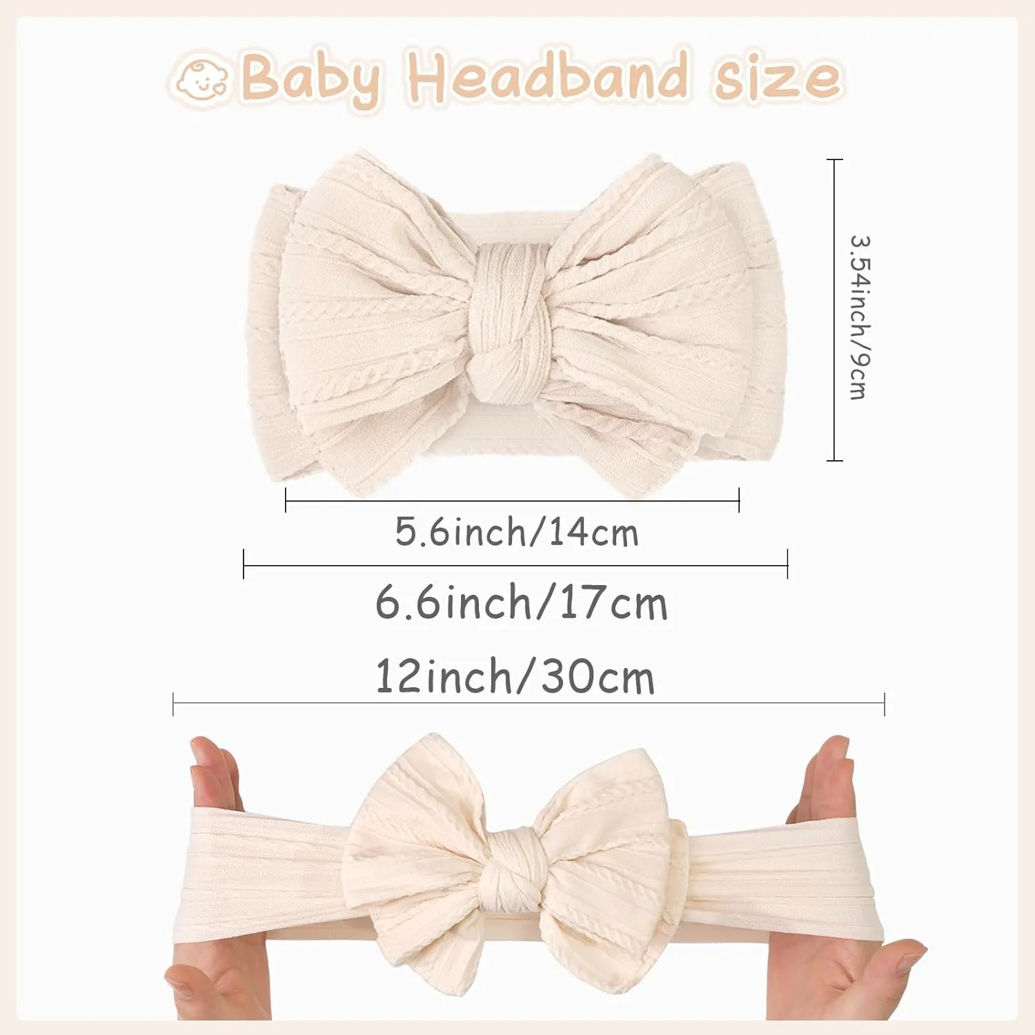 CLLOT 6 Pcs Super Stretchy Soft Handmade Headbands with Double Bows Head Wrap Nylon Hair Accessories For Newborn Baby Girls Infant Toddlers Kids(Pink)
