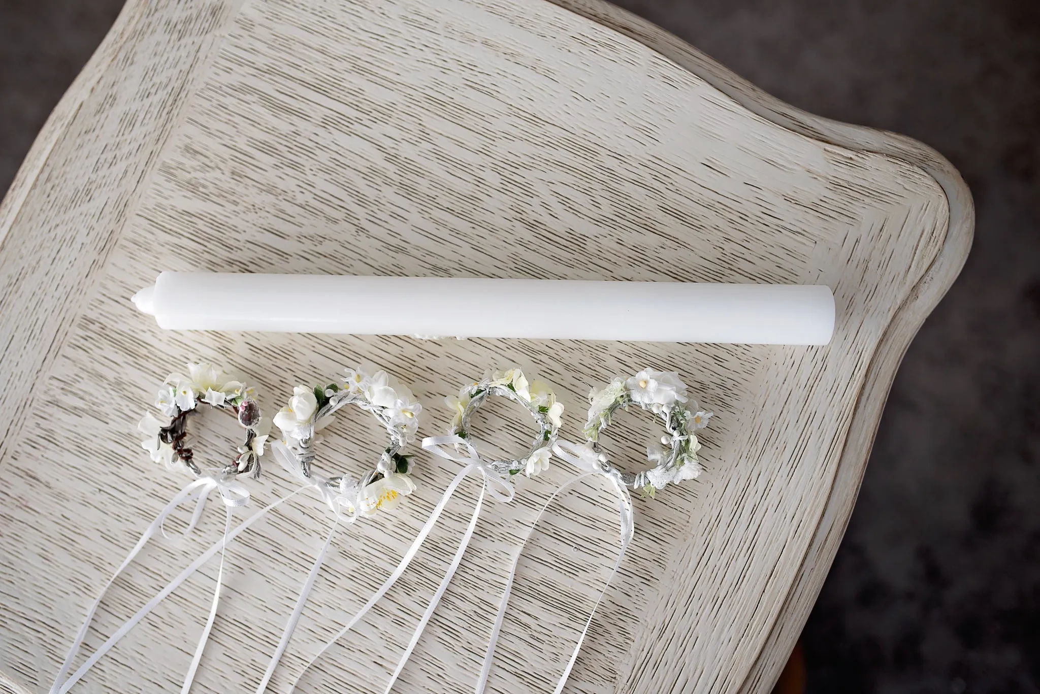 Communion candle flower wreath