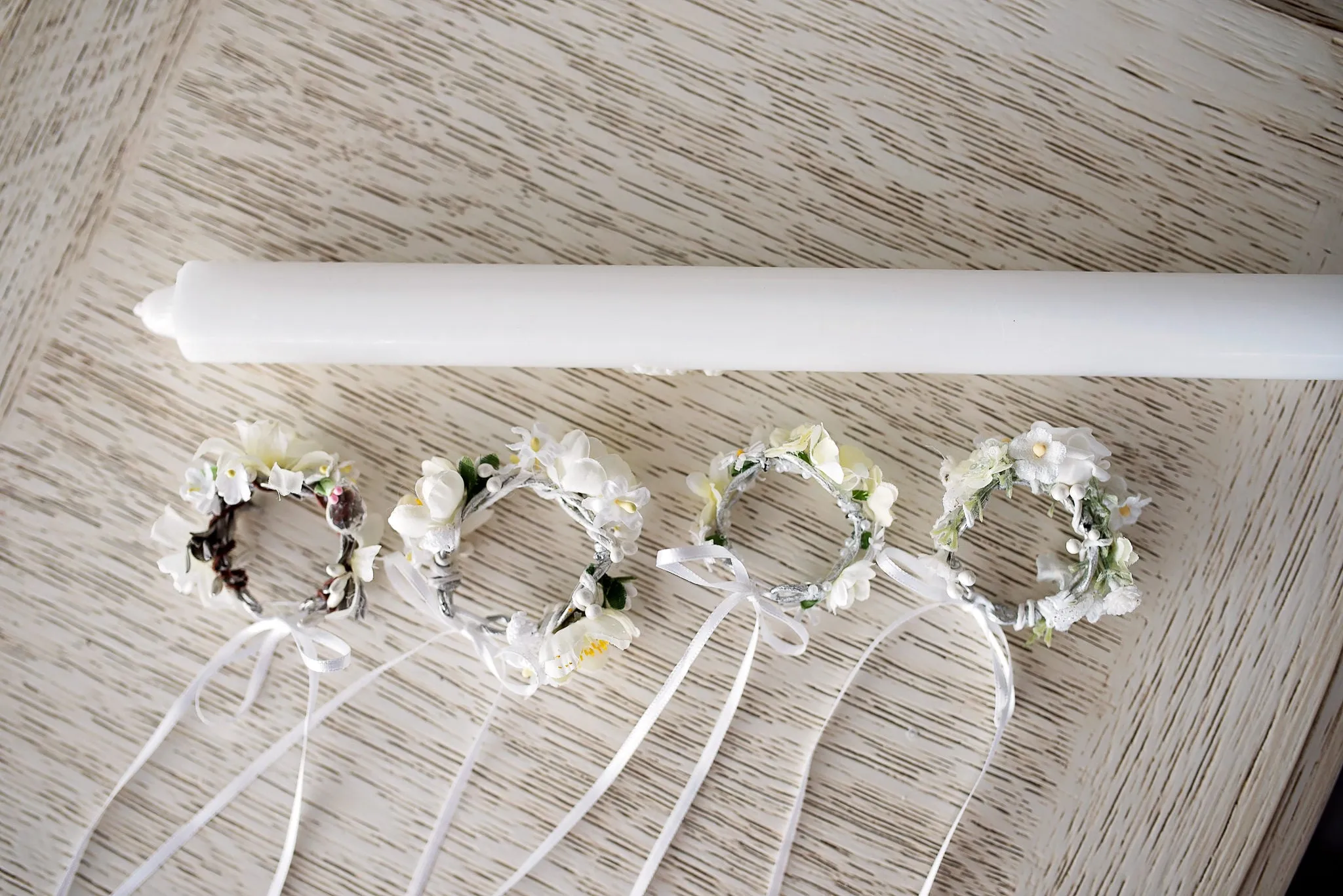 Communion candle flower wreath