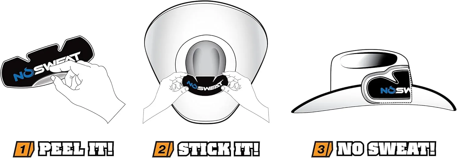 Cowboy Hat Sweat Liner & Riding Helmet Liner - Made in The USA - NoSweat - 3 | 6 | 12 | 25 | 50 Pack