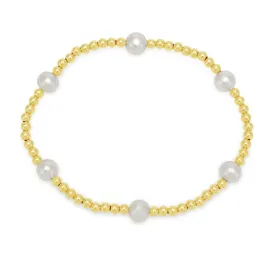 Credo Gold Colour Bead Bracelet With Cultured Freshwater Pearls