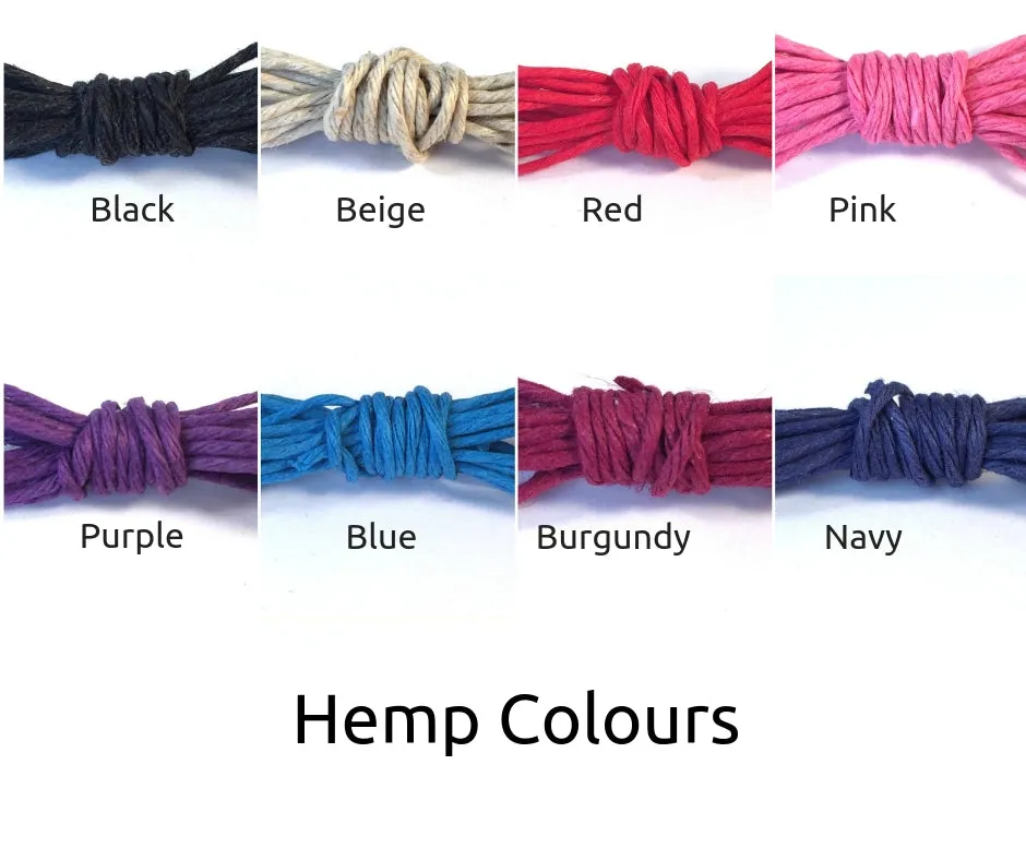 Dangly Heart Charm Hemp Wish Bracelet - Colour Choice