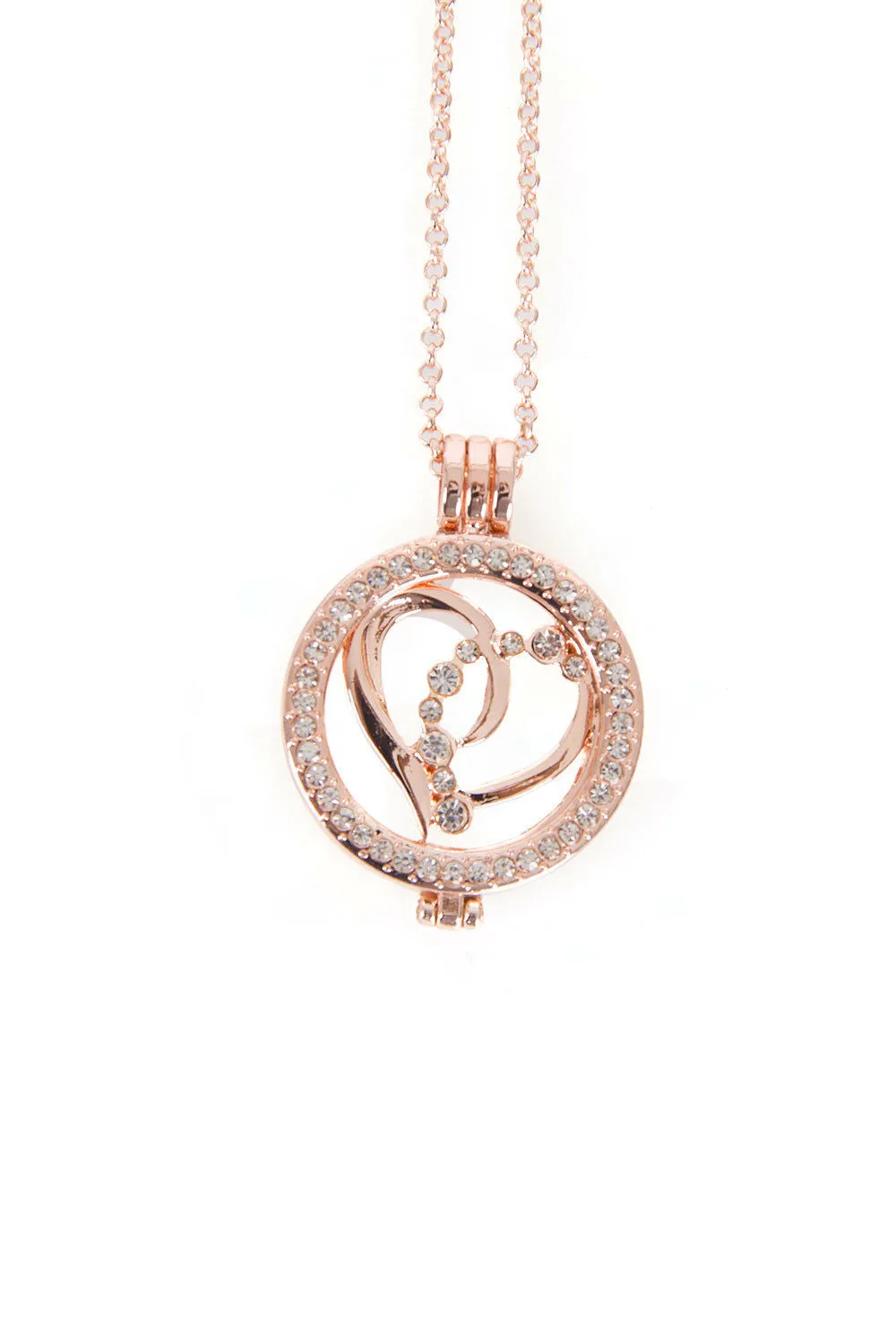 Diamante Love Heart Charm Pendant Long Necklace