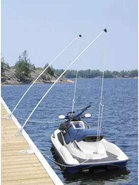 Dockmate 8' Mooring Whips  Pair of Fiberglass Boat Dock Whips with Cast-Aluminum Base, Cleat & Hardware  Spring Action Design for Dock Protection  Easy One-Hand Operation  Includes Lines &