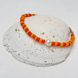 double orange and vintage akoya pearl bracelet