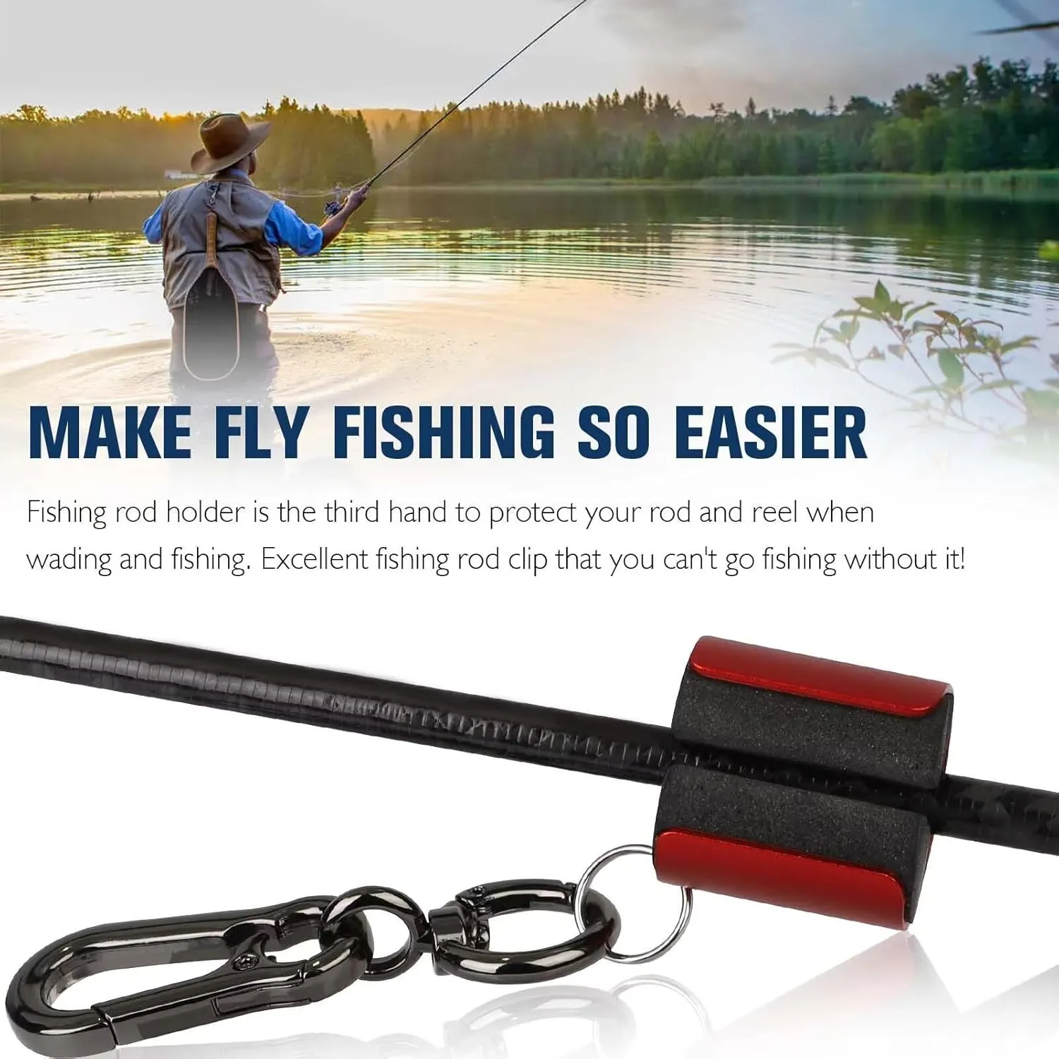 Dovesun Creek Rod Clips Wearable Fishing Rod Holder Clip Fly Fishing Pole Accessories 1PCS & 2PCS