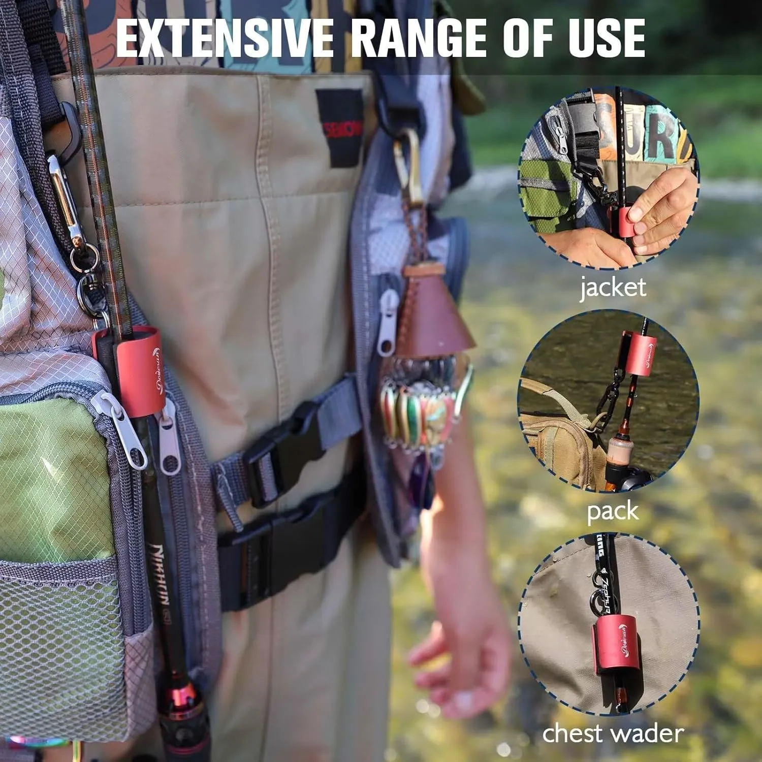 Dovesun Creek Rod Clips Wearable Fishing Rod Holder Clip Fly Fishing Pole Accessories 1PCS & 2PCS