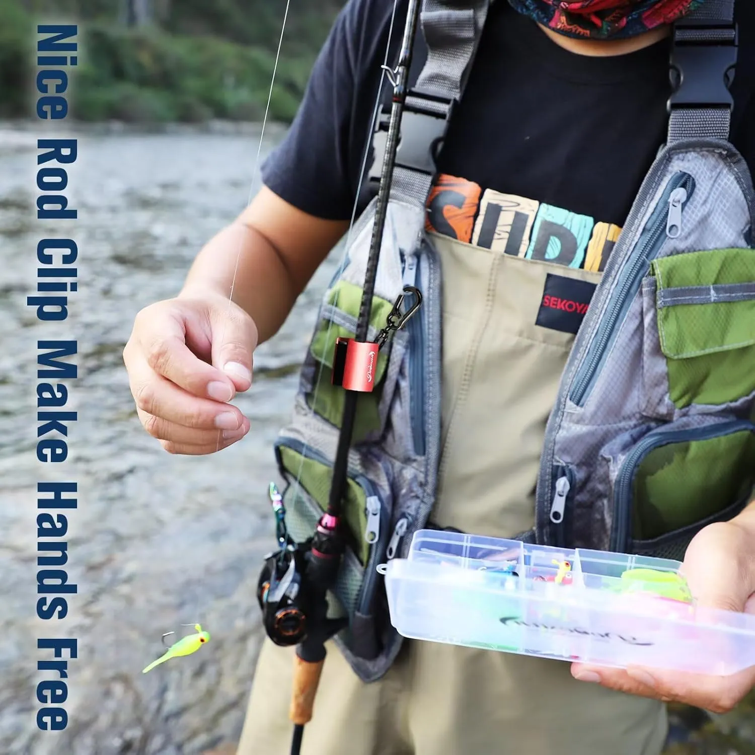 Dovesun Creek Rod Clips Wearable Fishing Rod Holder Clip Fly Fishing Pole Accessories 1PCS & 2PCS