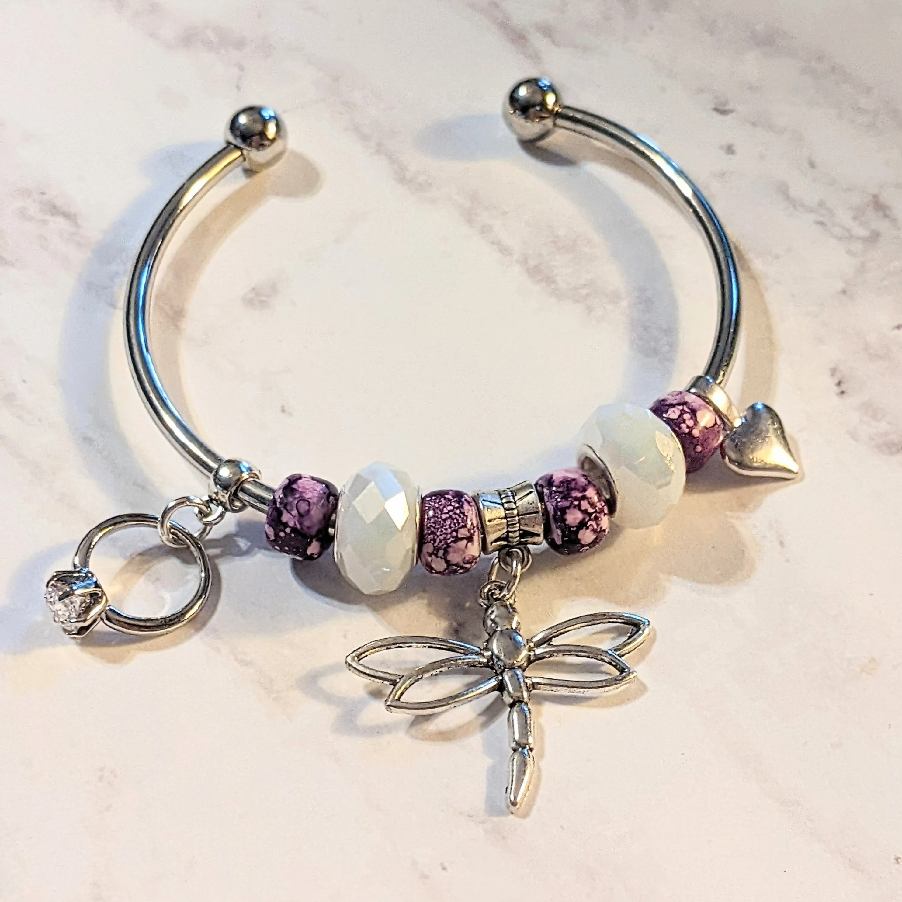 Dragonfly Euro Crystal Bangle Cuff