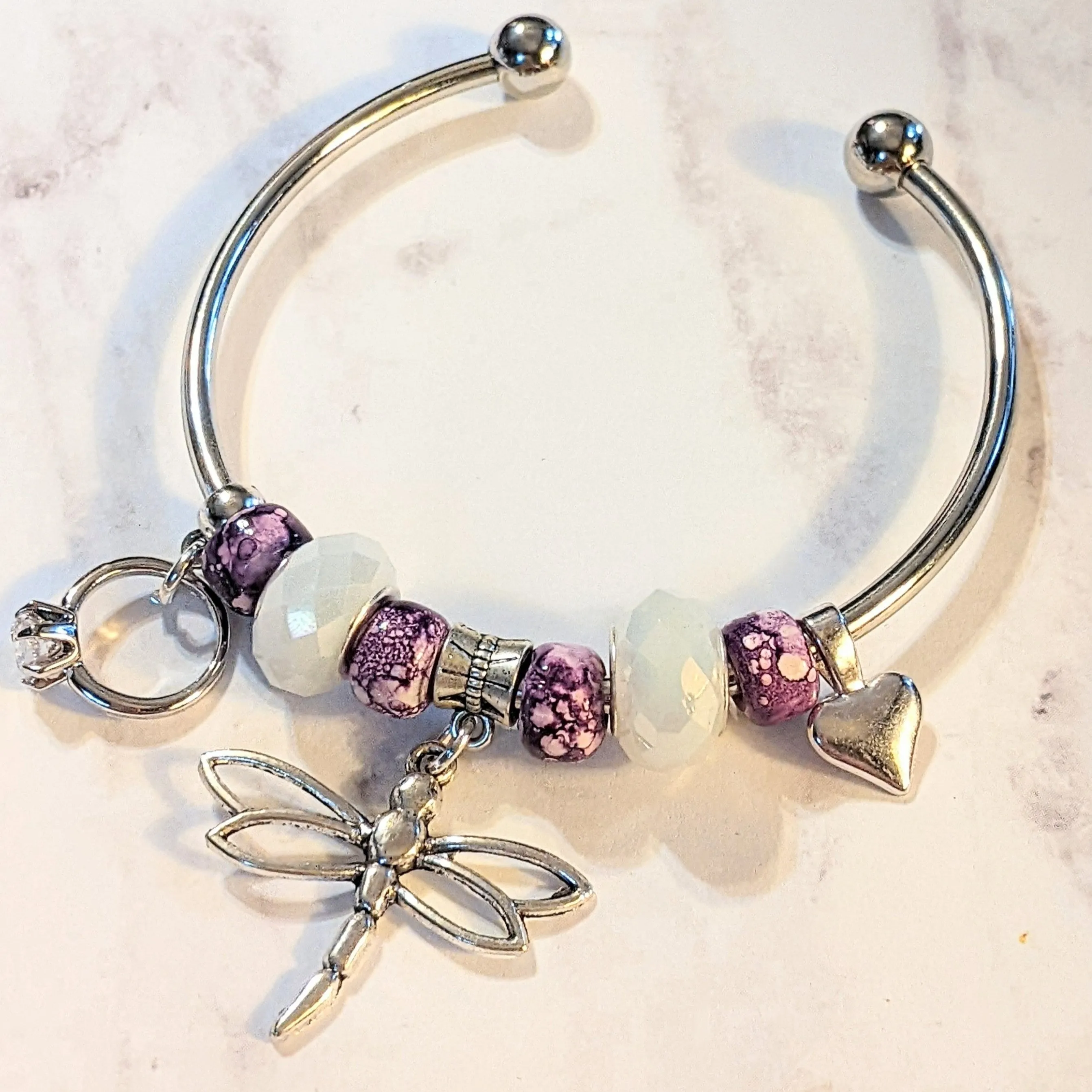 Dragonfly Euro Crystal Bangle Cuff