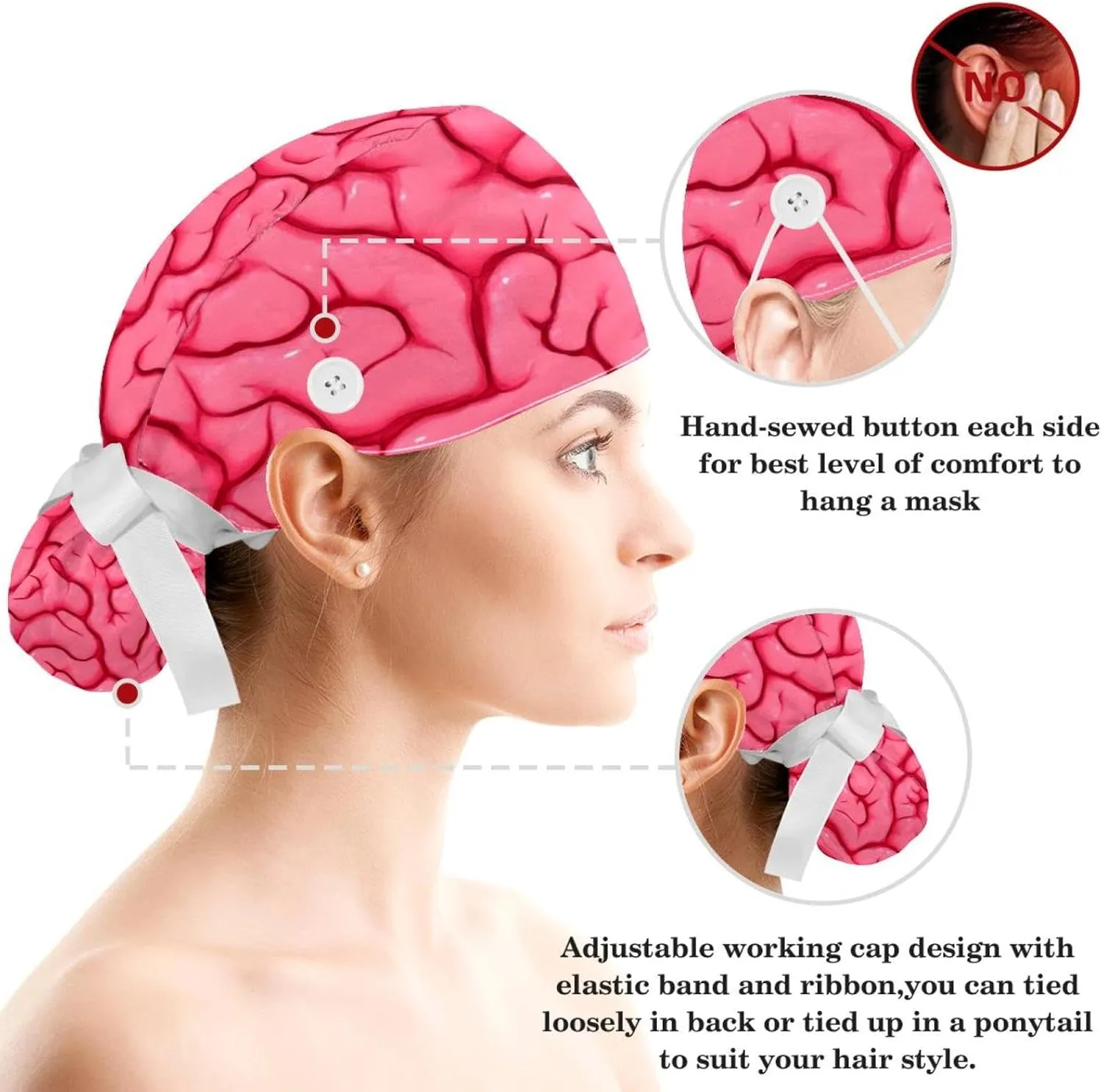 Dragons Scrub Cap Surgical Nurse Cap for Women Long Hair Ponytail Pouch Tie Back Hats