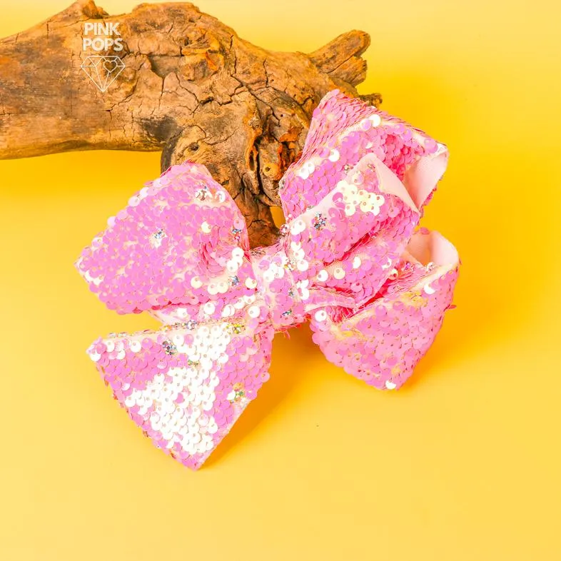 Endearing Pink Sequin Hair Bow