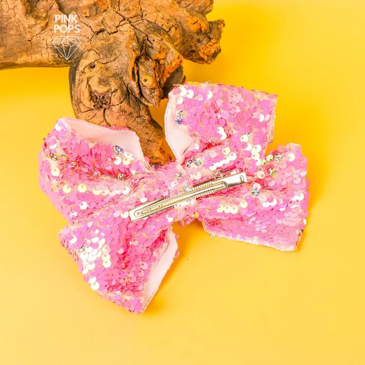 Endearing Pink Sequin Hair Bow