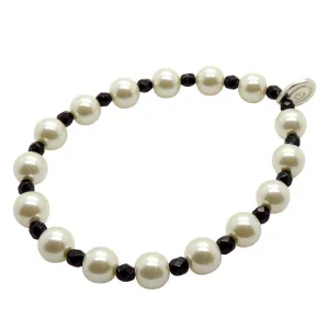 Faux Pearl Faceted Glass Bead Bracelet