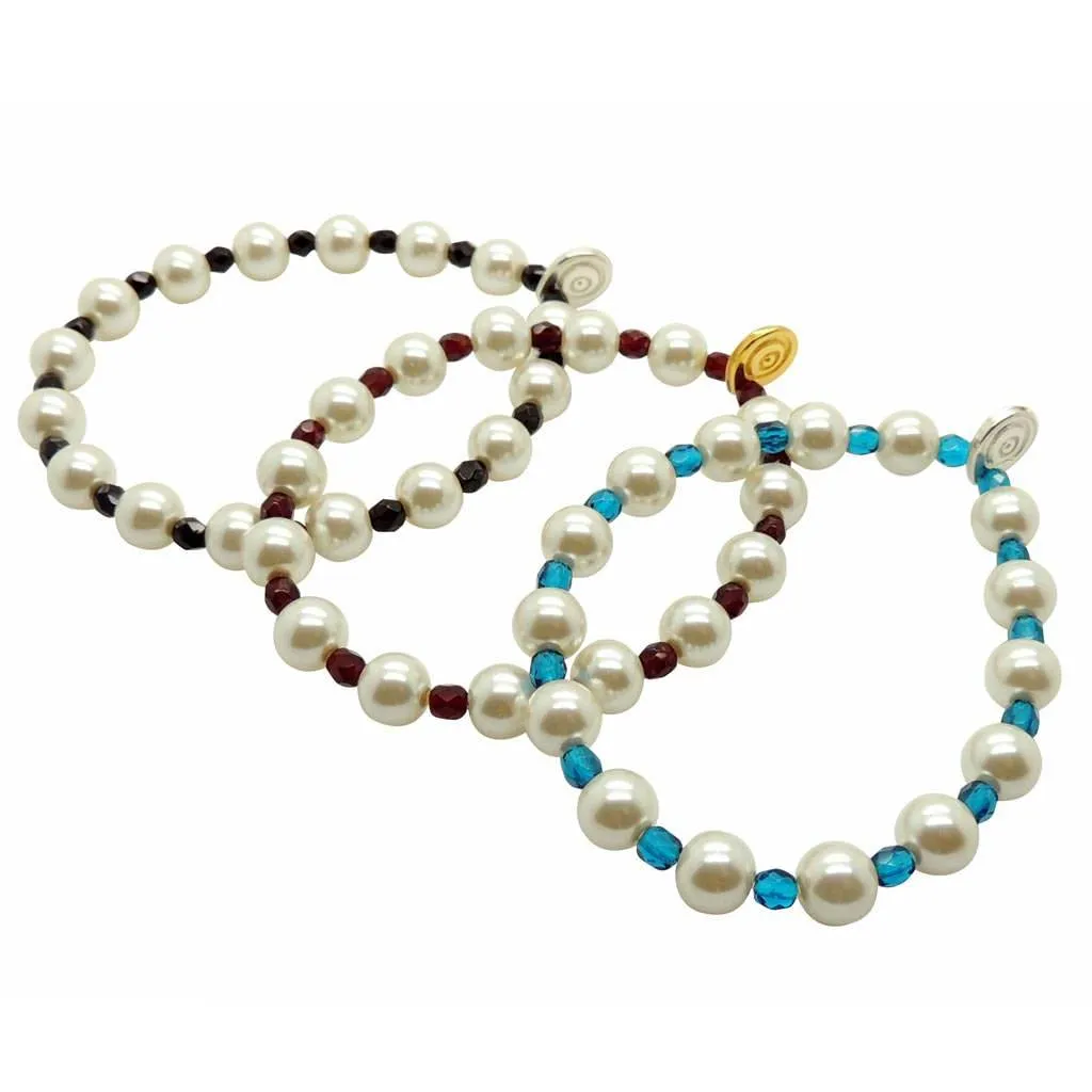 Faux Pearl Faceted Glass Bead Bracelet