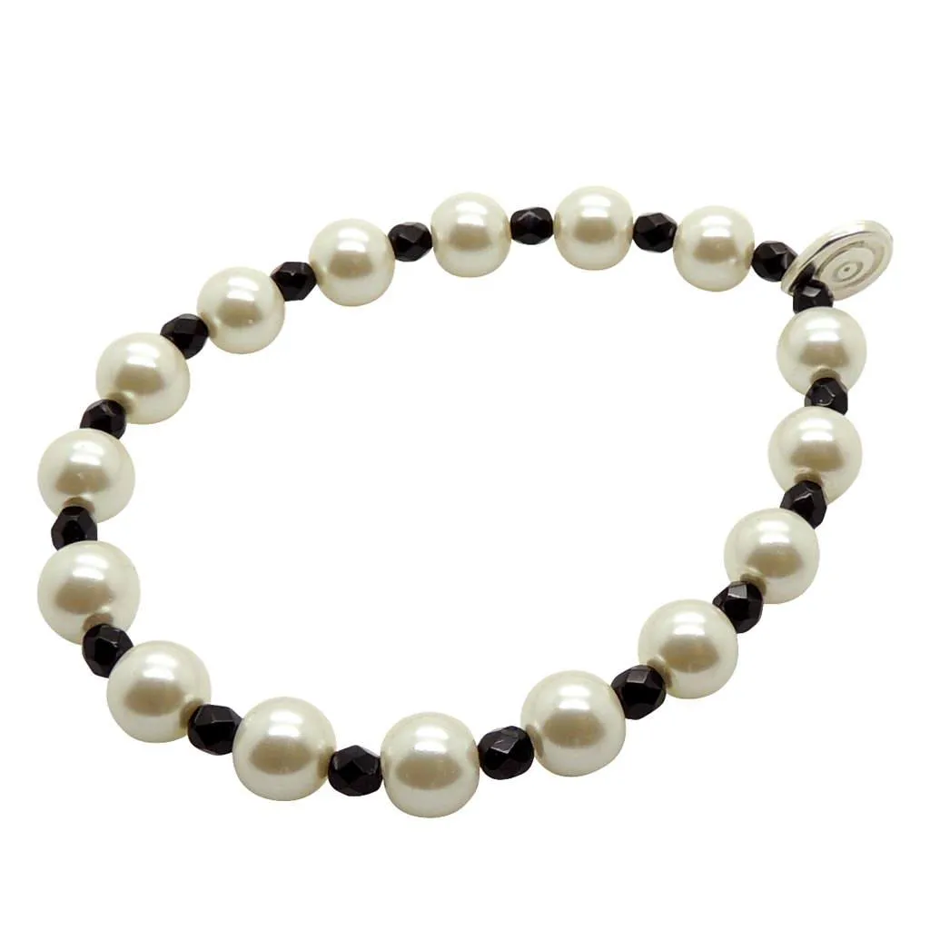 Faux Pearl Faceted Glass Bead Bracelet