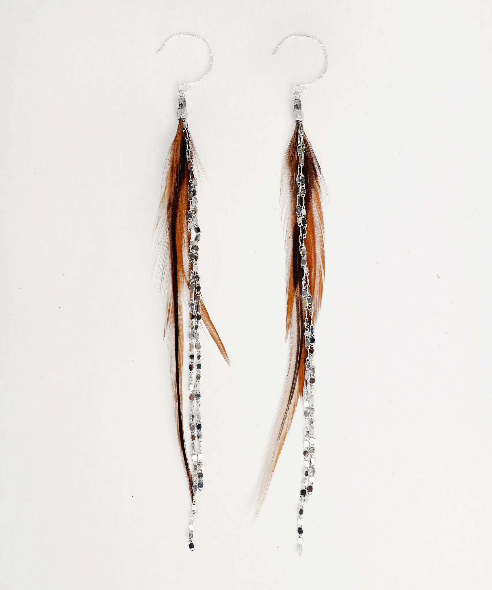 Glistening Long Feather Earrings