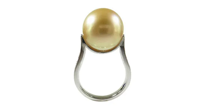 Golden South Sea Pearl Ring with Diamond