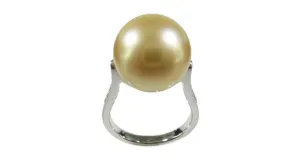 Golden South Sea Pearl Ring with Diamond