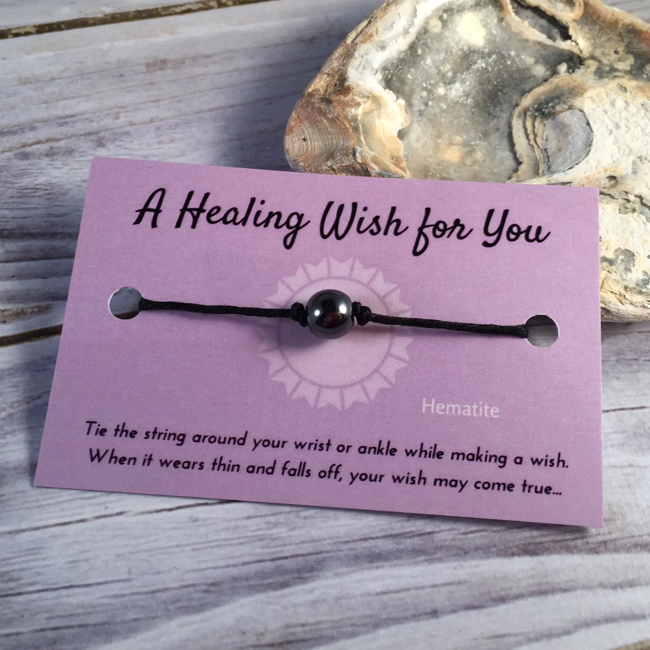 Hematite Bead Hemp Wish Bracelet - A Healing Wish