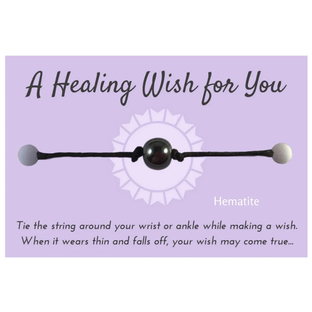 Hematite Bead Hemp Wish Bracelet - A Healing Wish