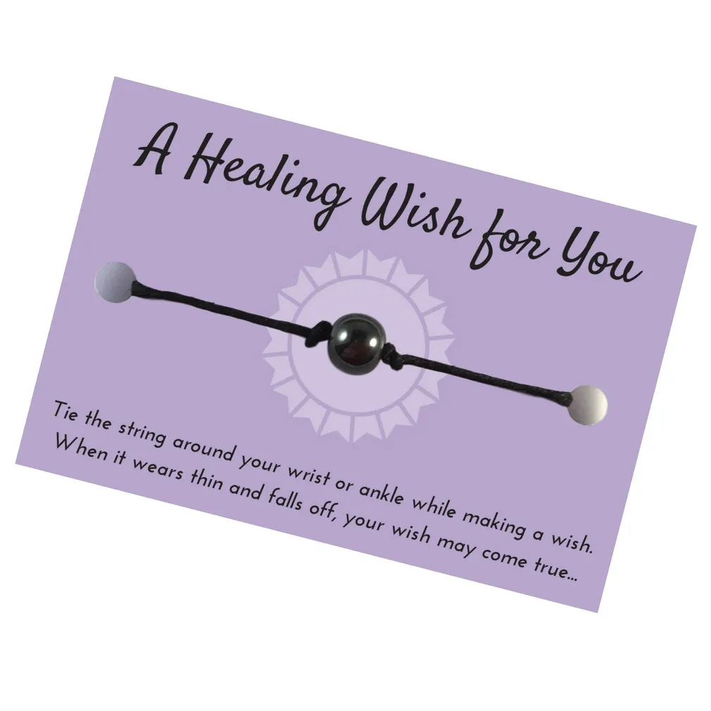 Hematite Bead Hemp Wish Bracelet - A Healing Wish
