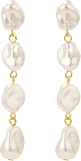 HETICA Baroque Pearl Earrings for Women - Large Teardrop Drop Statement Dangle Earring, Fashion Bridal Wedding Gift