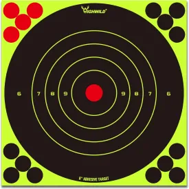 Highwild Stick Splatter Adhesive Bullseye Bright Fluorescent Yellow Shooting Targets - 8x8 Inch