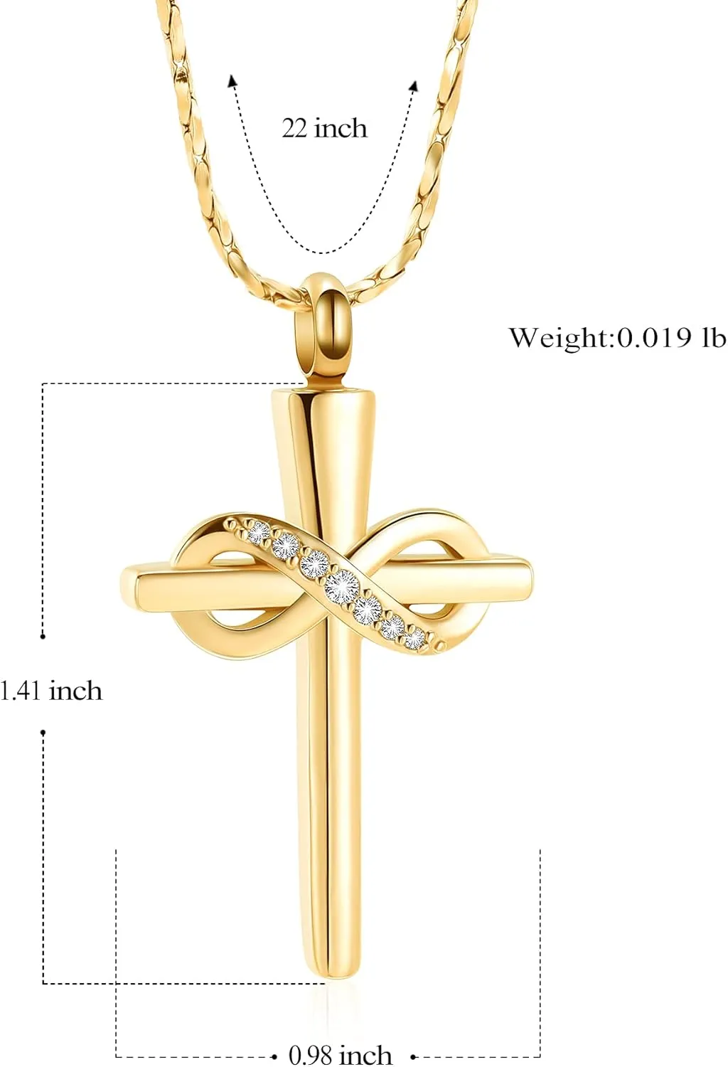 Imrsanl Infinity Love Cross Cremation Jewelry Ashes Religious Cross Urn Pendant Necklace for Women Men Pet Ashes Memorial Keepsake Jewelry
