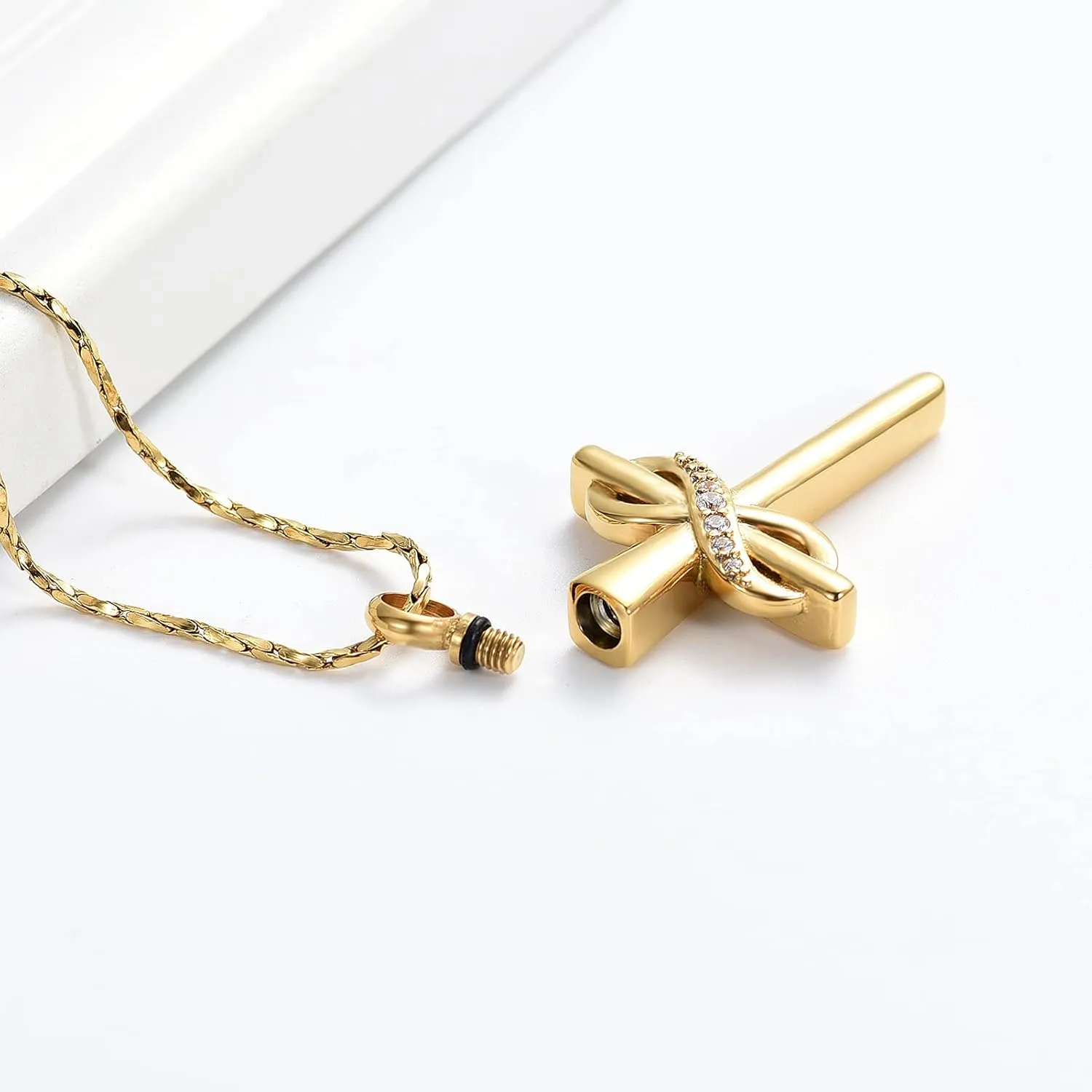 Imrsanl Infinity Love Cross Cremation Jewelry Ashes Religious Cross Urn Pendant Necklace for Women Men Pet Ashes Memorial Keepsake Jewelry