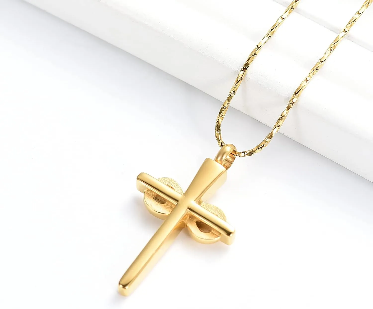 Imrsanl Infinity Love Cross Cremation Jewelry Ashes Religious Cross Urn Pendant Necklace for Women Men Pet Ashes Memorial Keepsake Jewelry