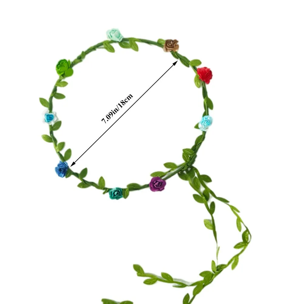 Kaptin 20 Pack Multicolor Flower Crown Headband, Women Girl Fashion Floral Crown Garland Headbands for Festival Celebration Wedding Party, Without anchor strap(20pcs)