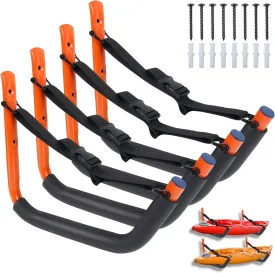 Kayak Storage Rack, Kayak Wall Mount for Garage, Kayak Storage Rack Wall Mount for Hanging Canoe Surfboard Snowboard Paddle Board Ladders Bikes- for Garage or Shed Outdoor Storage (4 Pack 6 Color)