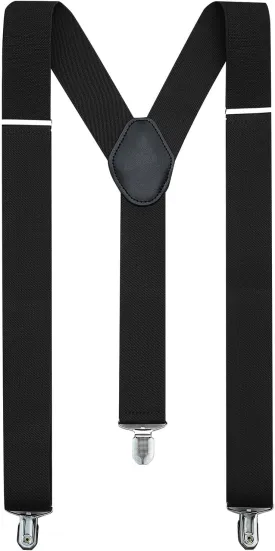 KOOELLE Suspenders for Men Heavy Duty Tuxedo Dress Pants 1.4 inch Solid Adjustable Elastic Y Back Mens Suspenders for Jeans