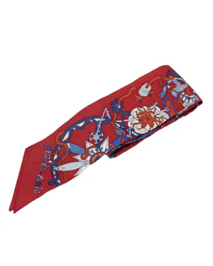 La Folle Parade Silk Twilly Scarf with Intricate Print