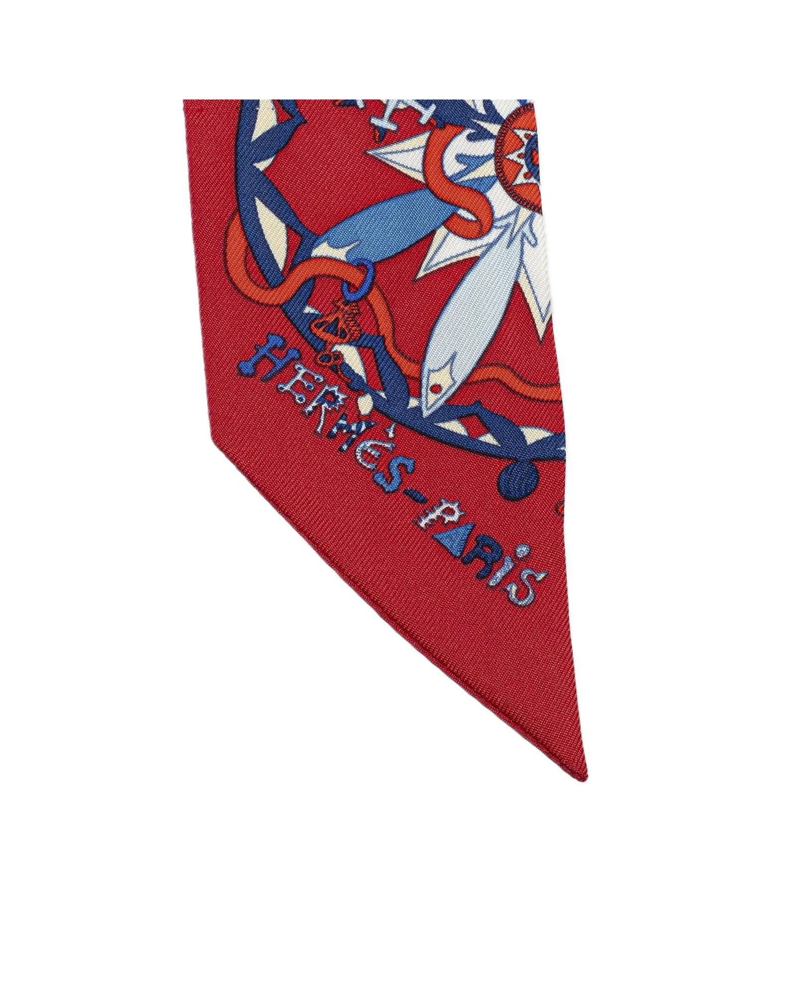 La Folle Parade Silk Twilly Scarf with Intricate Print