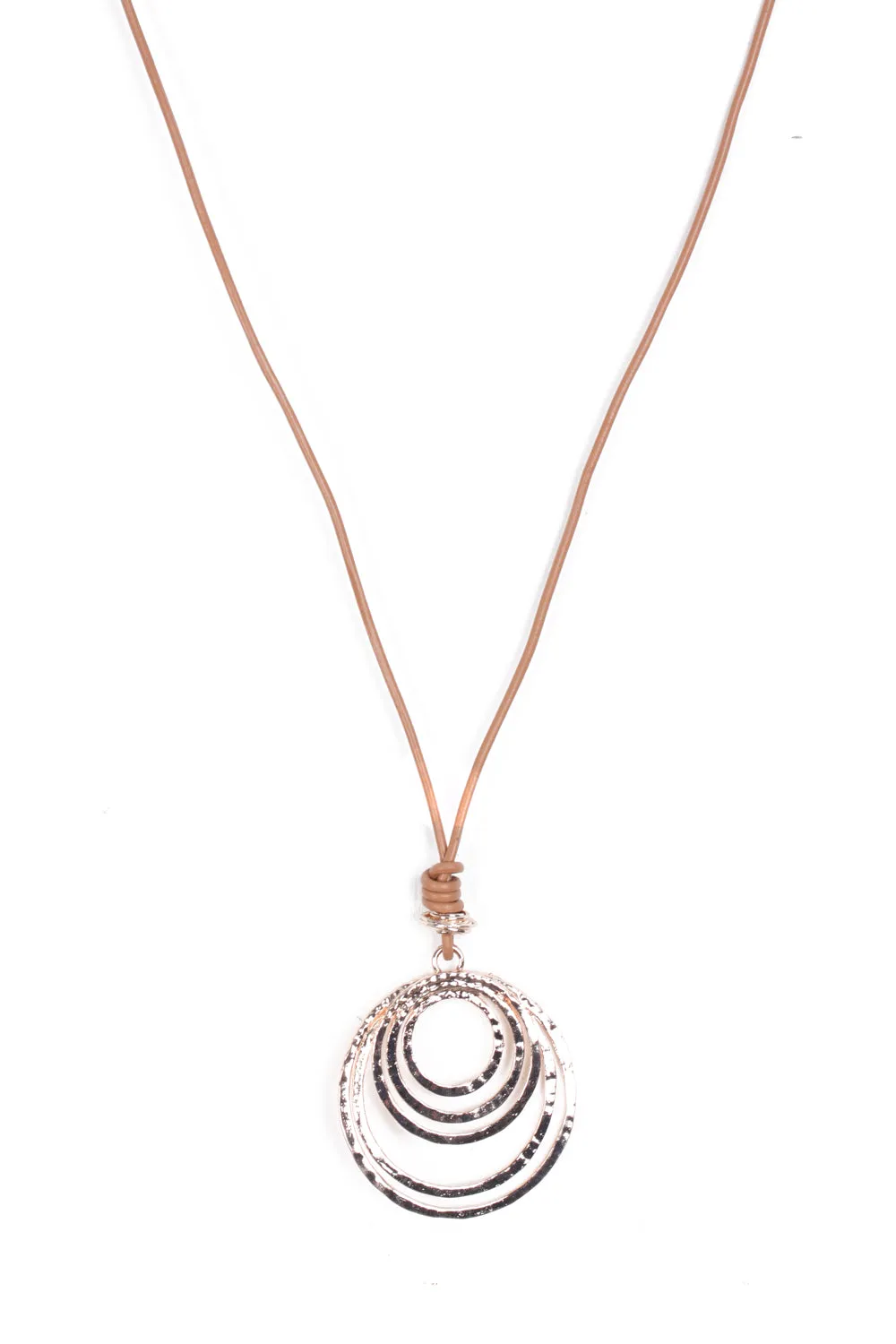Lagenlook Multiple Hoops Long Necklace in Rose Gold