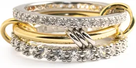 Lamdo Gold Stackable Rings for Women Non-Tarnish,Personal Elegant Dainty 18k Gold Plated CZ Cubic Zirconia Rings,Silver Gold Knuckle Multi-Link Connected Rings Set for Wedding Gift and Mother's Day