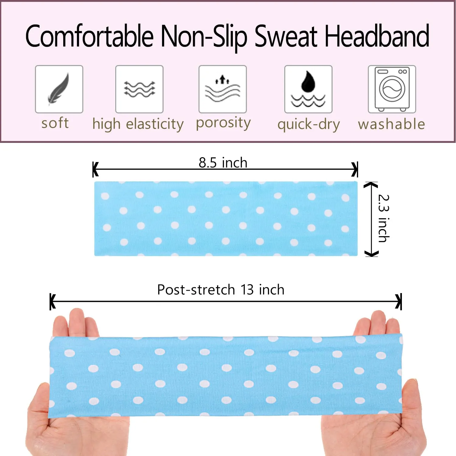 Leeven 6 Pack Headbands for Women Non Slip Soft Elastic Floral Hairbands Soft Fabric Stripe Head Bands for Girls Heart Headbands