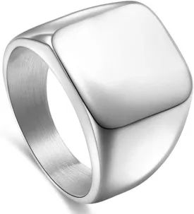 Mens Rings Stainless Steel Square Signet Rings for Men,Pinky Thumb Ring for Dad Father Jewelry Gift for Him,Men's Ring for Biker