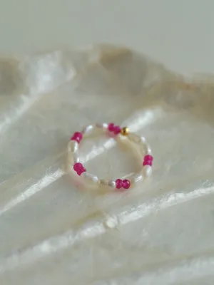 Mini Pearl and Ruby Rings