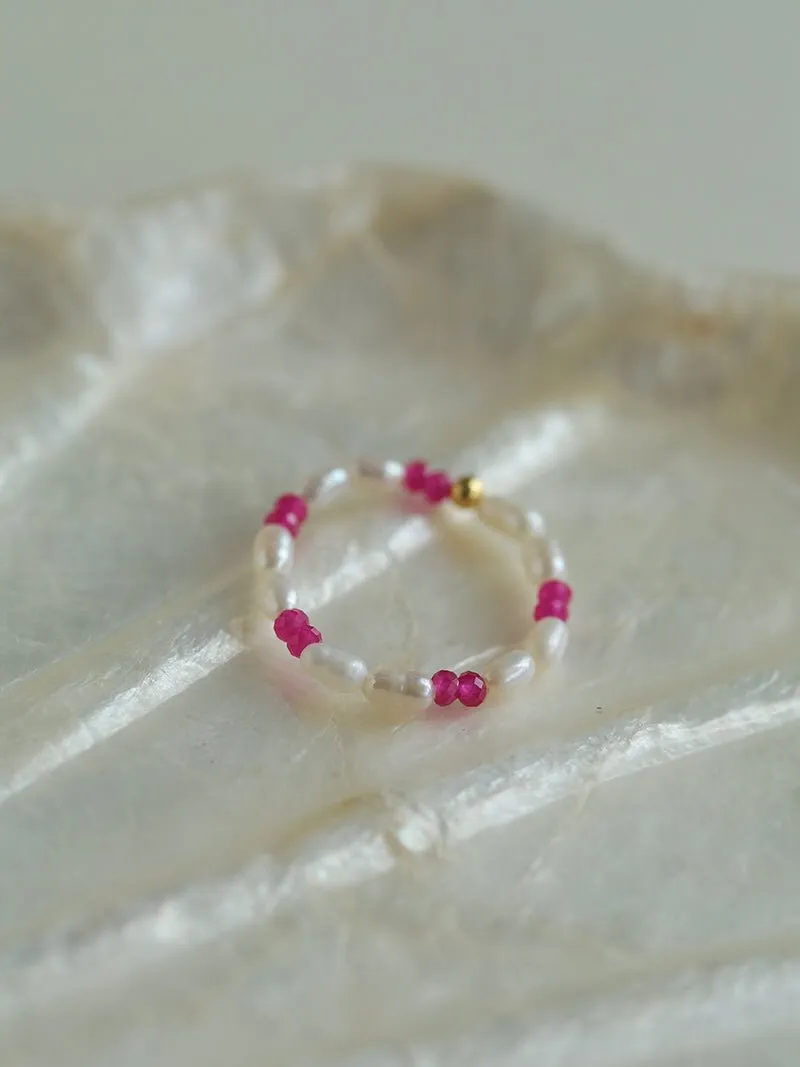 Mini Pearl and Ruby Rings