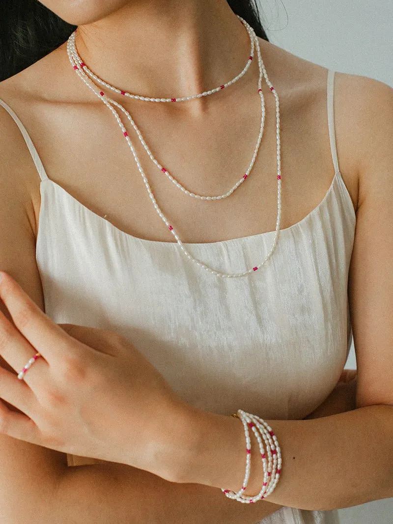 Mini Pearl and Ruby Rings
