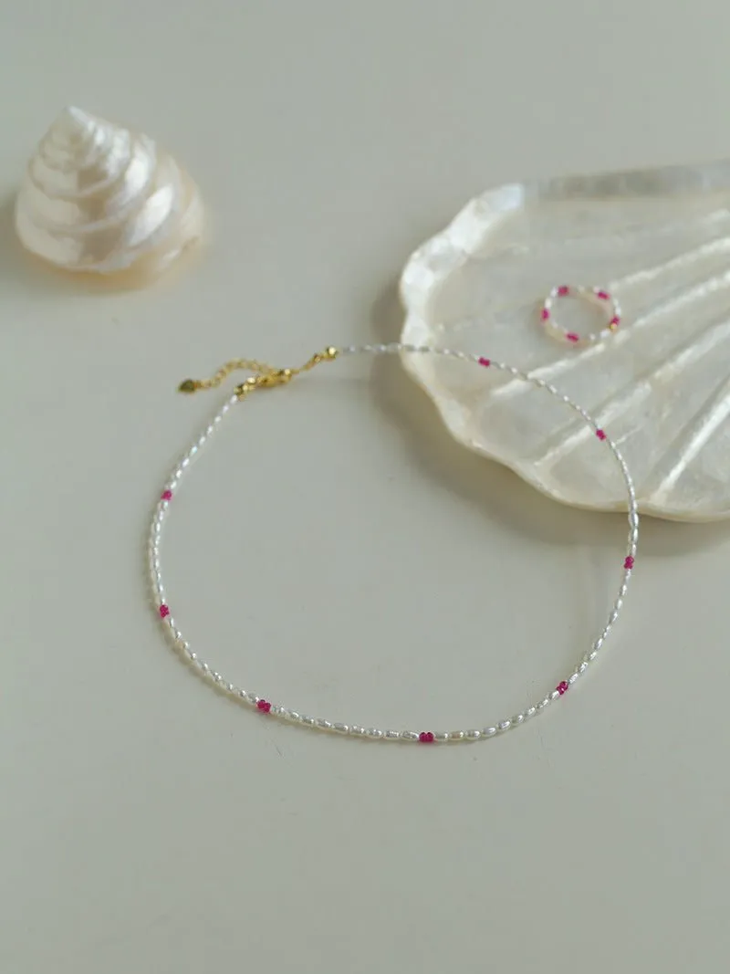 Mini Pearl and Ruby Rings