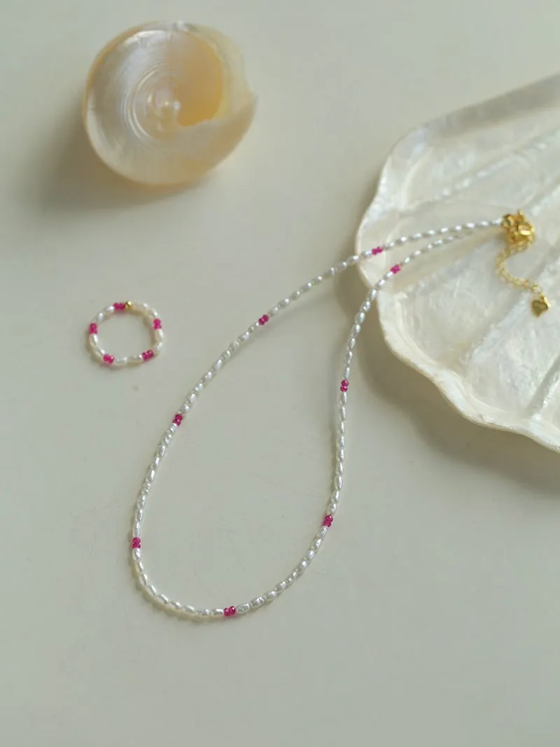 Mini Pearl and Ruby Rings