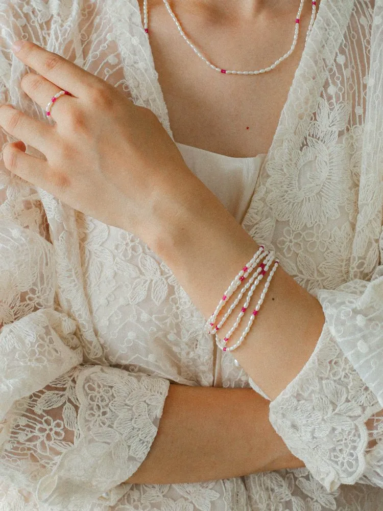 Mini Pearl and Ruby Rings
